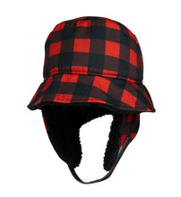 Load image into Gallery viewer, Winter Bucket Hat - Red Buffalo Check
