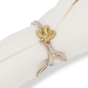 Bee on Branch Napkin Ring Pair