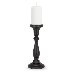 Large Black Turned Pillar Holder