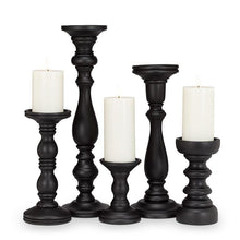 Load image into Gallery viewer, Large Black Turned Pillar Holder
