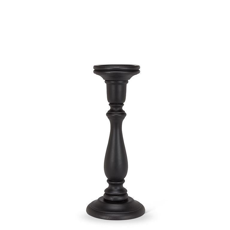 Large Black Turned Pillar Holder