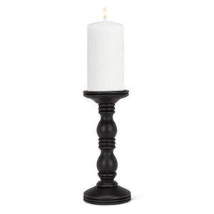 Medium Black Turned Pillar Holder