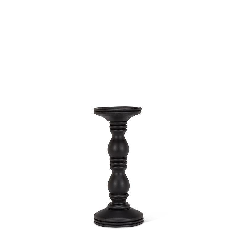 Medium Black Turned Pillar Holder