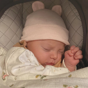 White Newborn Hat with Ears