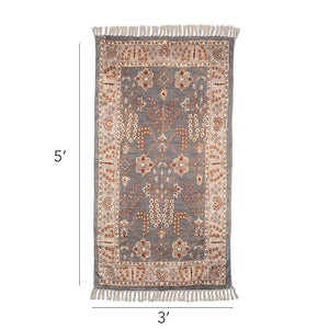 Dark Grey Printed 3'x5' Floor Rug