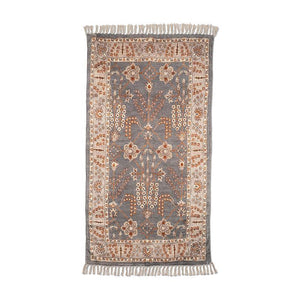 Dark Grey Printed 3'x5' Floor Rug