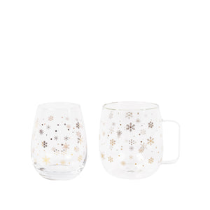 Gold Snowflake Glass Drinkware - Set Of 2