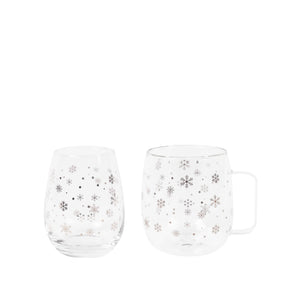 Silver Snowflake Glass Drinkware - Set Of 2