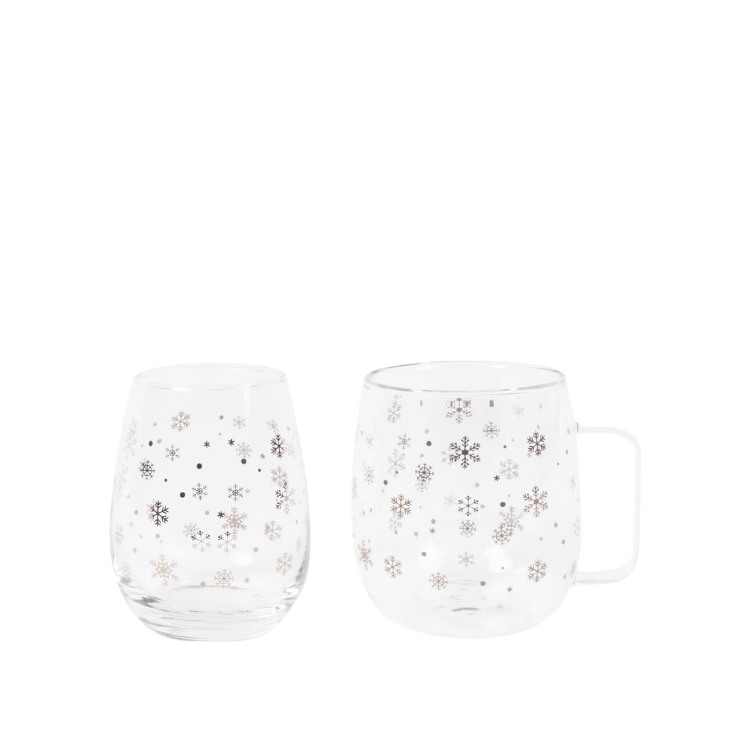 Silver Snowflake Glass Drinkware - Set Of 2