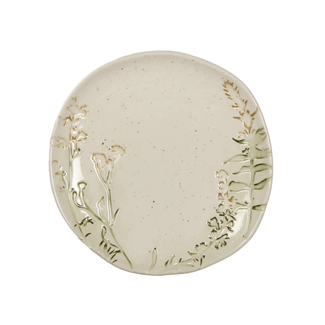 Embossed Floral Ceramic Plate
