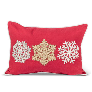 Snowflake Trio Pillow - Red