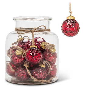 Red Embossed Ball Glass Ornament