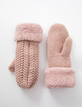 Load image into Gallery viewer, Pink Knit Fleeced Mittens
