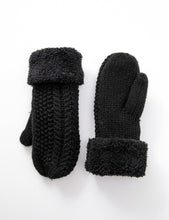 Load image into Gallery viewer, Black Knit Fleeced Mittens
