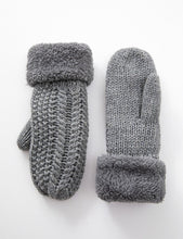 Load image into Gallery viewer, Grey Knit Fleeced Mittens
