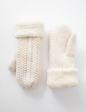 Load image into Gallery viewer, White Knit Fleeced Mittens
