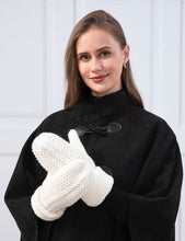 Load image into Gallery viewer, White Knit Fleeced Mittens
