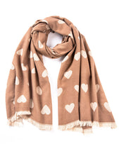 Load image into Gallery viewer, Beige Pretty Hearts Scarf
