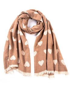 Beige Pretty Hearts Scarf