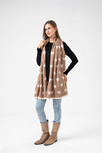 Beige Pretty Hearts Scarf