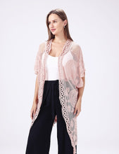 Load image into Gallery viewer, Willow Pink Lace Kimono
