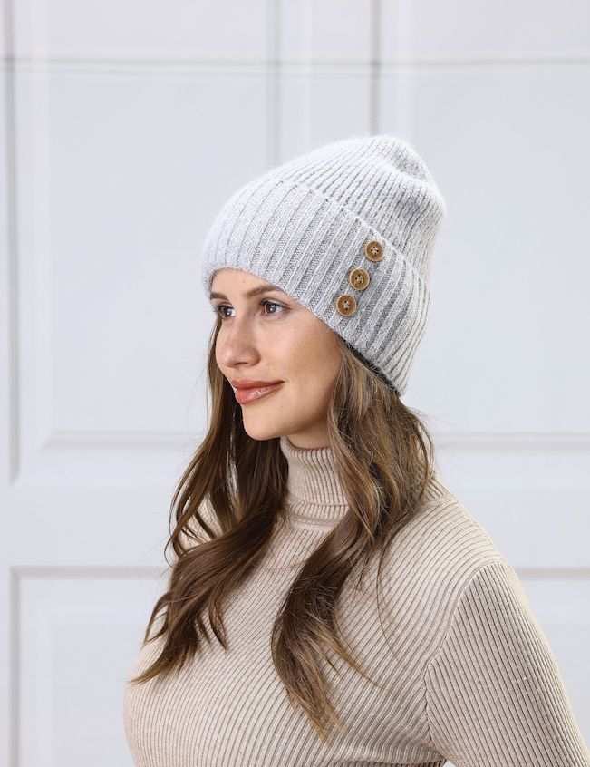 Grey Trio Button Hat