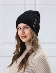 Black Trio Button Hat