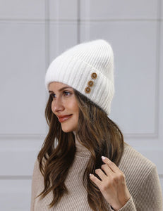 White Trio Button Hat