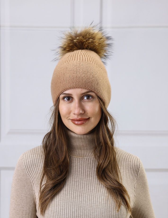 Camel Crystal Pom Hat