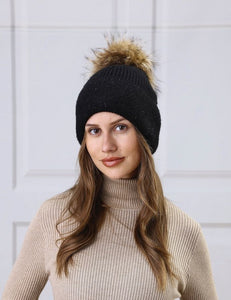 Black Crystal Pom Hat