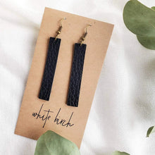 Load image into Gallery viewer, Black Leather Bar Earrings
