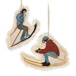 Stitched Skiers Ornament - Assorted