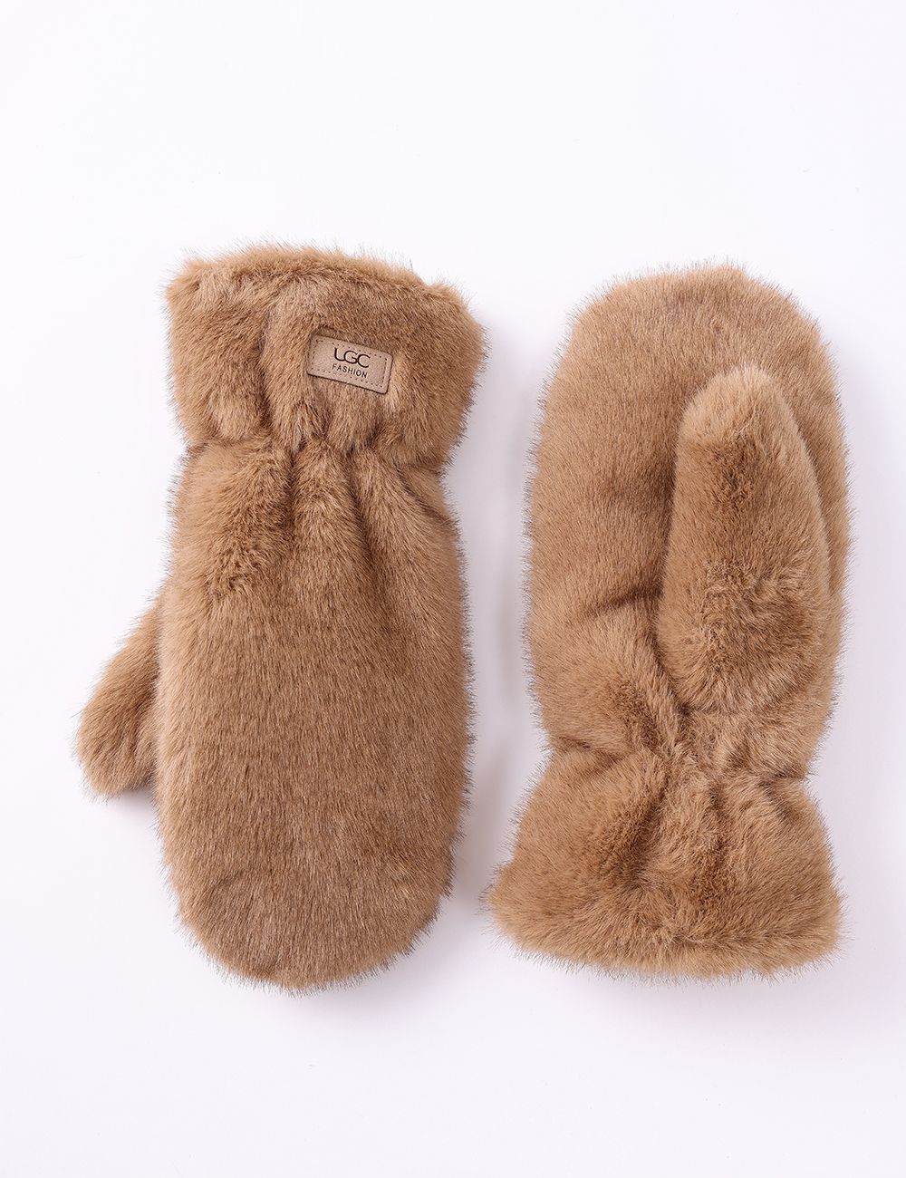 Camel Faux Fur Mittens