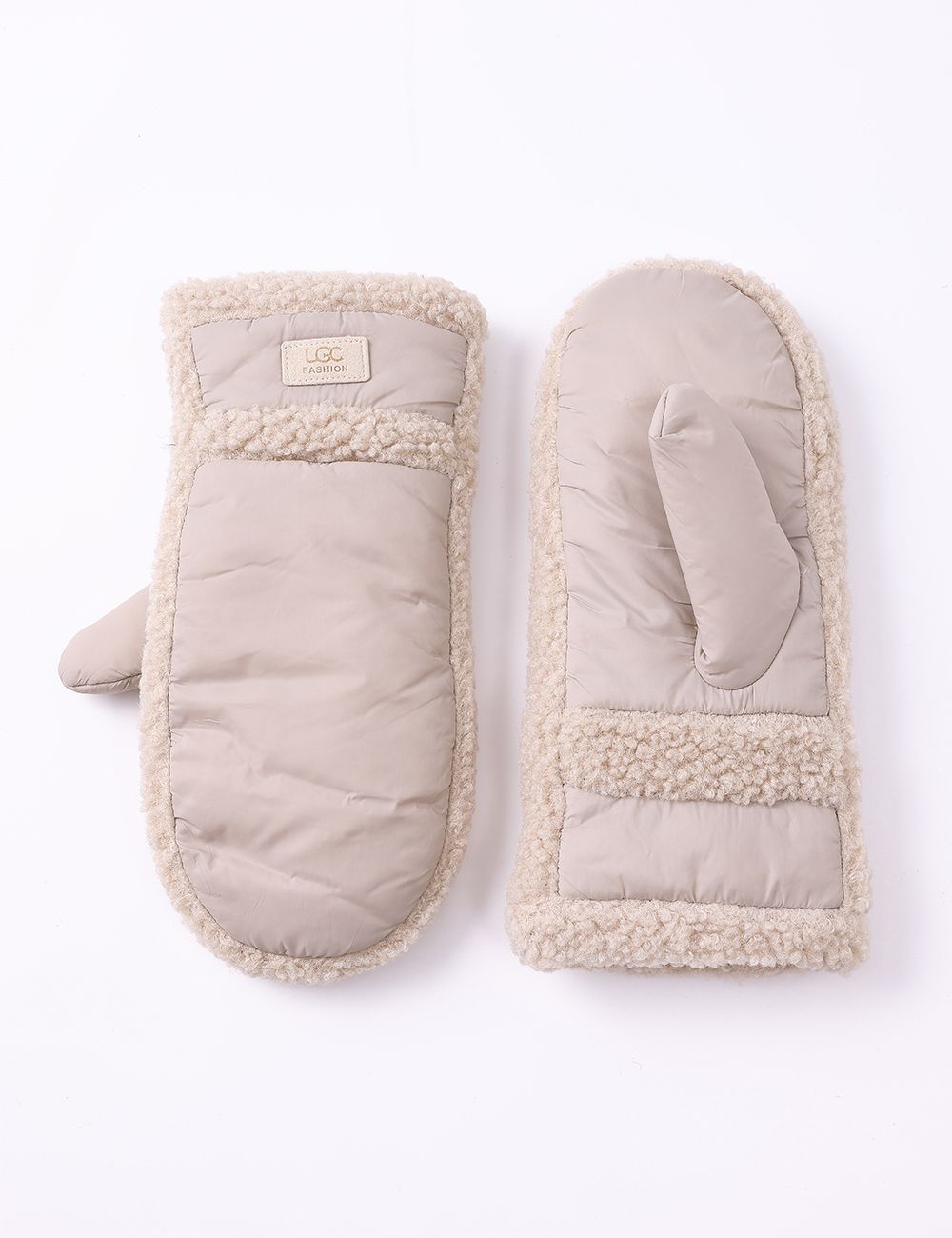 Creme Tone On Tone Mittens