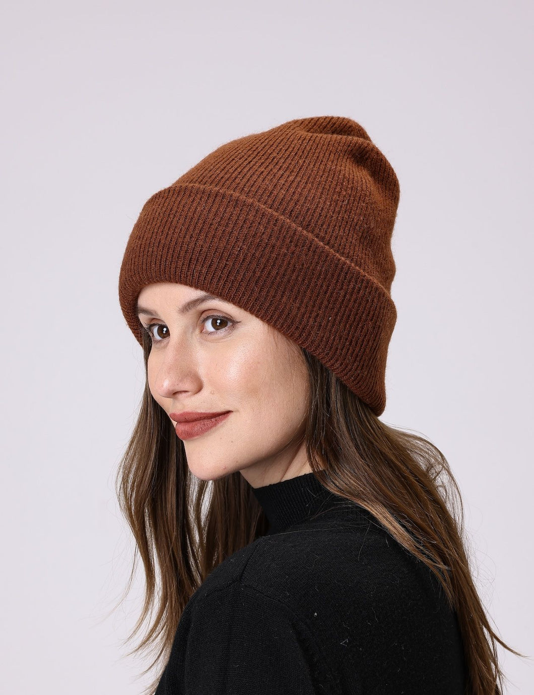 Rustic Angora Ribbed Beanie