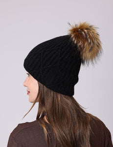 Black Sienna Cashmere Pompom Hat