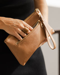 Mimi Logo Wristlet - Camel