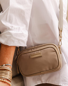 Cali Nylon Crossbody Bag - Beige