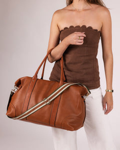 Alexis Stripe Travel Bag - Tan