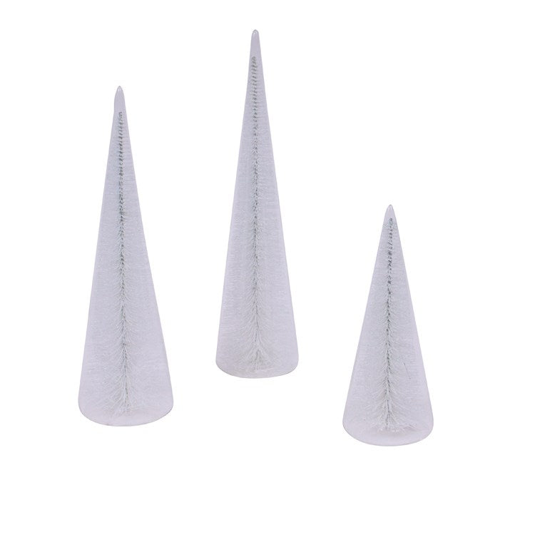 White Frosted Bottle Trees - Set of 3