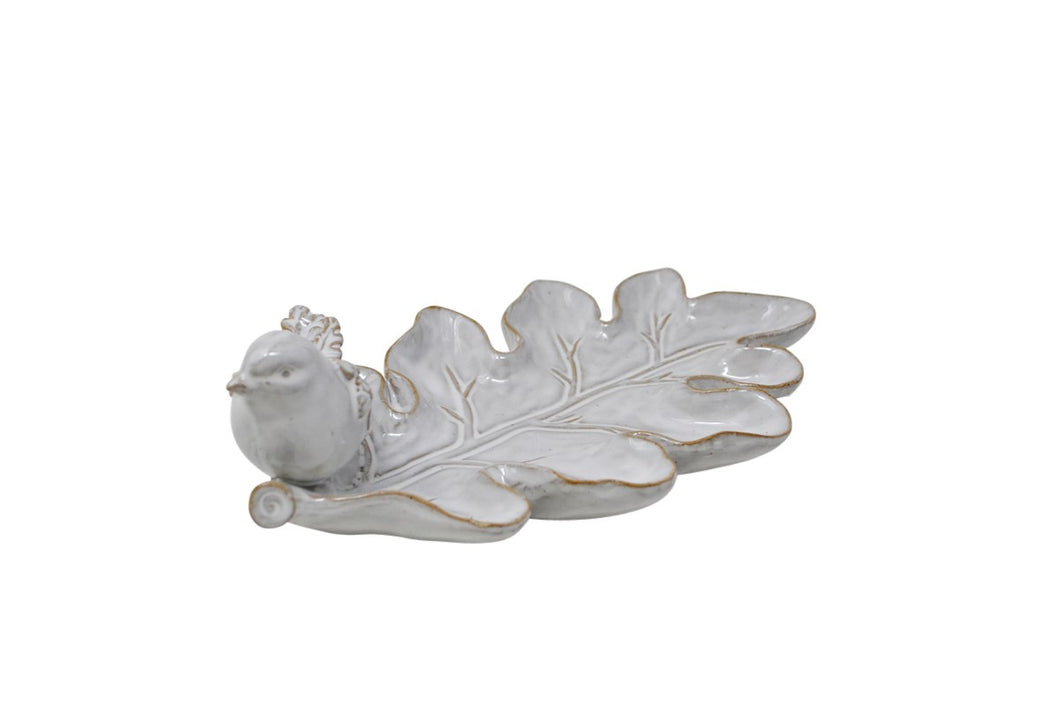 White Leaf & Bird Plate
