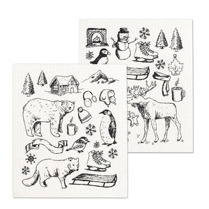 Winter Sketch Icon Dishcloths - Set of 2