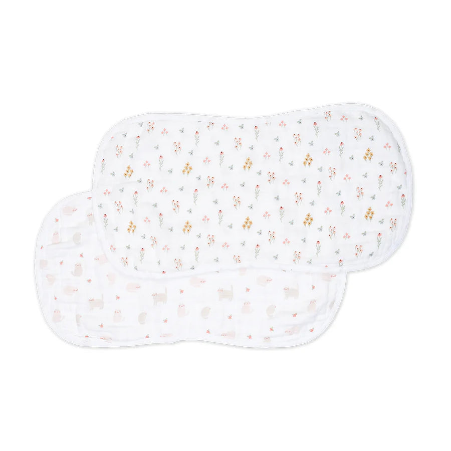 2 pack Burp Cloths - Kitty Cat & Flower Field