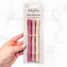 Load image into Gallery viewer, Hallow Teething Tubes - Dusty Rose, Dusty Pink &amp; Almond

