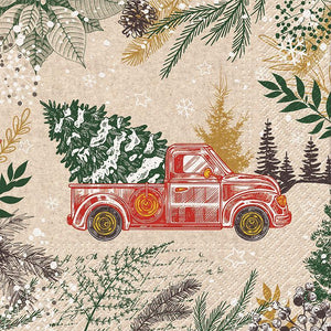 Vintage Truck Christmas Luncheon Napkin