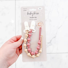 Load image into Gallery viewer, Pacifier Clips - Almond &amp; Dusty Rose
