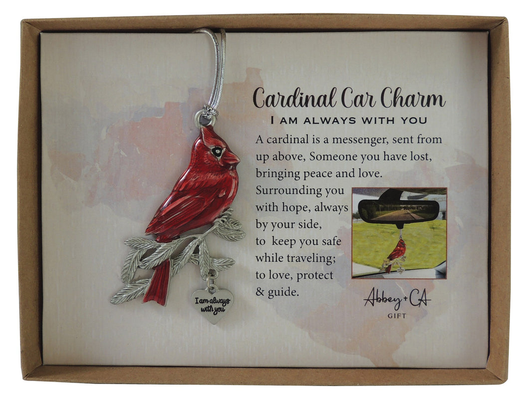 Cardinal With Heart Car Charm