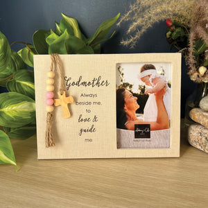 Thank you Godmother Baptism Photo Frame with Beads