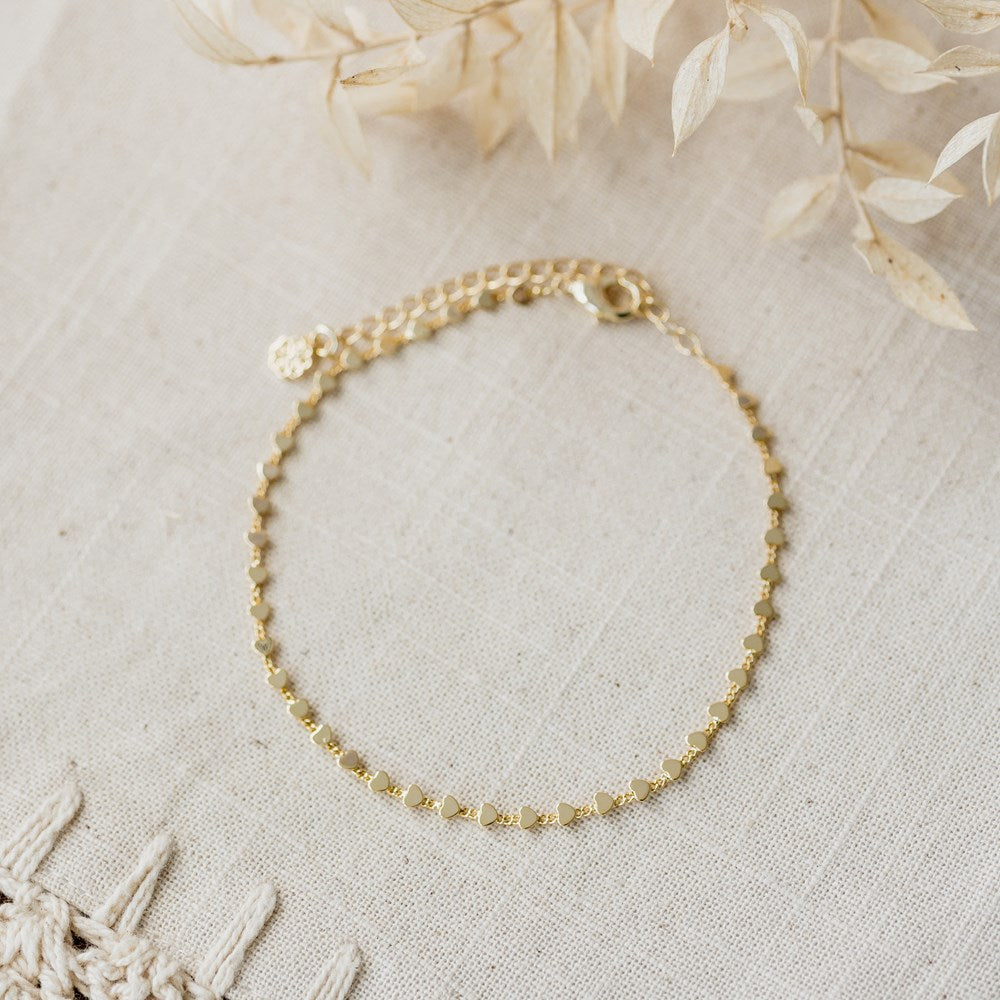 Heart Chain Anklet - Gold