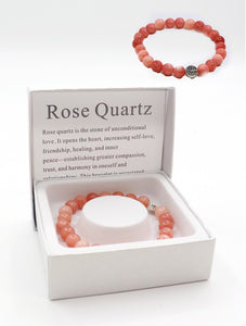 Rose Quartz Bead Bracelets with Gift Box